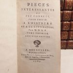 Couverture du livre Estimation du livre « pièces intéressantes et peu connues, pour servir à l’histoire et à la littérature. Nouvelle édition. »