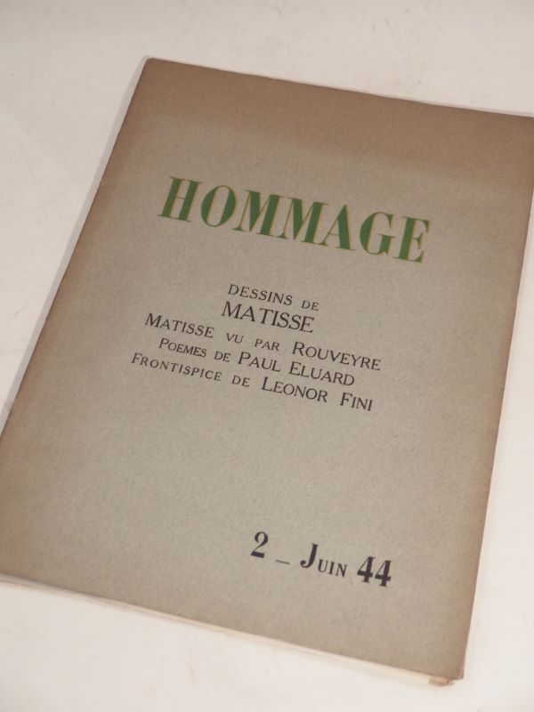 Couverture du livre Estimation du livre « hommage 2 – Juin 44 : Dessins de Matisse. Matisse vu par Rouveyre. Poèmes de Paul Eluard. Frontispice de Léonor Fini. »