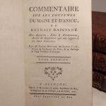 Couverture du livre Estimation du livre « commentaire sur les Coutumes du Maine et d’Anjou, ou Extrait raisonné des Autorités, Edits & Déclarations, Arrêts & Réglemens qui ont rapport à ces deux coutumes. »