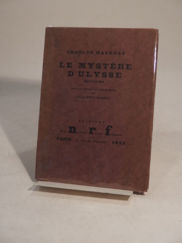 Couverture du livre Estimation du livre « le Mystère d’Ulysse. Discours. Avec un portrait en lithographie par Luc-Albert Moreau. »
