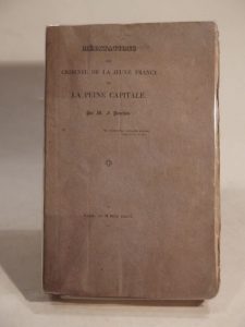 Estimation Histoire - Couverture du livre Estimation du livre « méditations d’un criminel de la jeune France sur la peine capitale. »