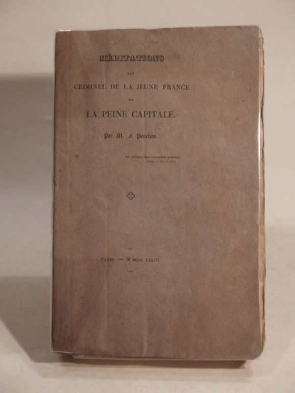 Couverture du livre Estimation du livre « méditations d’un criminel de la jeune France sur la peine capitale. »
