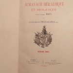 Couverture du livre Estimation du livre « almanach héraldique et drôlatique pour l’année 1885, par le Chevalier de Crollalanza fils. Deuxième année. »