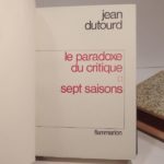 Couverture du livre Estimation du livre « le Paradoxe du critique, suivi de Sept saisons. Impressions de théâtre. »