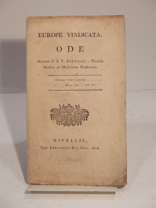 Couverture du livre Estimation du livre « europe Vindicata. Ode. Auctore F. J. T. Berthels, Nivellis Medico et Matheseos Professore. »