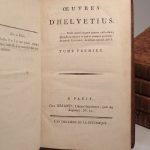 Couverture du livre Estimation du livre « oeuvres d’Helvétius : De l’Esprit (T. 1-2) ; De l’homme, de ses facultés intellectuelles et de son éducation (T. 3-5) ; Le Bonheur ; Epîtres et lettres (T. 5). »