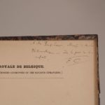 Couverture du livre Estimation du livre « thèses présentées à la Faculté des Sciences de Paris pour obtenir le grade de Docteur ès Sciences mathématiques, par H. Léauté. Etude géométrique du problème de l’intégration des équations différentielles partielles du premier ordre et à trois variables. Du frottement de pivotement. [SUIVI DE:] […] par M. P. V. Rouquet. Etude géométrique des surfaces dont les lignes de courbure d’un système sont planes. [DE:] […] par M. G. Demartres. Sur les Surfaces à génératrice circulaire. [DE:] […], par M. Legoux. Etude analytique et géométrique d’une famille de courbes représentées par une équaiton différentielle du premier ordre. [DE:] […], par M. Duport. Sur un mode particulier de représentation des imaginaires. [DE:] […], par M. C.-Alph. Valson. Thèse d’analyse : Application de la théorie des coordonnées elliptiques à la géométrie de l’ellipsoïde. Thèse d’astronomie : Questions proposées par la Faculté. [DE:] Mémoire sur les surfaces dont les rayons de courbure, en chaque point, sont égaux et de signes contraires, par M. E. Catalan. [DE:] Académie Royale de Belgique : Mémoire en réponse à la question suivante : Trouver les lignes de courbure du lieu des points dont la somme des distances à deux droites qui se coupent est constante, par M. Eugène Catalan. [DE:] Sur l’Application de la transformation arguésienne à la génération des courbes et surfaces géométriques, par Louis Saltel. [ET DE:] Mémoire sur l’emploi d’un nouveau système de variables dans l’étude des propriétés des surfaces courbes, par M. Ossian Bonnet. »