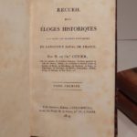 Couverture du livre Estimation du livre « recueil des Eloges historiques lus dans les séances publiques de l’Institut royal de France. Par M. le Ch.r [M. le B.on] Cuvier. Eloges historiques des membres de l’Académie royale des Sciences, Tomes 1-3 (1800-1810, 1811-1818, 1820-1827). »