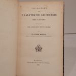Couverture du livre Estimation du livre « vorlesungen über analytische Geometrie des Raumes inbesondere über oberflächen zwiter Ordung, von Dr. Otto Hesse. [SUIVI DE / FOLLOWED BY:] Jacob Steiner’s Vorlesungen über syntetische Geometrie, Erster Theil: Die Theorie der Kegelschnitte in elementarer Darstellung […] von C. F. Geiser. »