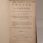 Couverture du livre Estimation du livre « voyage à Canton, capitale de la Province de ce nom, à la Chine ; par Gorée, le Cap de Bonne-Espérance, et les Isles de France et de la Réunion ; suivi d’Observations sur le voyage à la Chine, de Lord Macartney et du Citoyen Van-Braam, et d’une Esquisse des arts des Indiens et des Chinois. Par le C. Charpentier Cossigny, ex-ingénieur. »