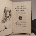 Couverture du livre Estimation du livre « essais historiques sur Paris, pour faire suite aux Essais de M. Poullain de Saint-Foix. Par Aug. Poullain de Saint-Foix. »