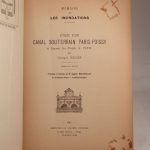Couverture du livre Estimation du livre « mémoire sur les inondations : Etude d’un canal souterrain Paris-Poissy et exposé des projets A. Petit, par Georges Negre. Préface de M. A. Petit. Planches et dessins de M. Auguste Berthollon. »