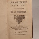 Couverture du livre Estimation du livre « les Oeuvres postumes (posthumes) de Monsieur de La Fontaine. [SUIVI DE:] Mémoires touchant Mr. de Thou, où l’on voit ce qui s’est passé de plus particulier durant son ambassade d’Hollande. Par Mr. D. L. R. (de la Roche). »