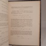 Couverture du livre Estimation du livre « thèses présentées à la Faculté des Sciences de Paris pour le Doctorat ès Sciences mathématiques, par M. A. Picart. 1ère thèse : Essai d’une théorie géométrique des surfaces. 2e thèse : Propositions de mécanique données par la Faculté. [SUIVI DE:] Thèses […] par M. l’abbé d’Esclaibes : Sur les applications des fonctions elliptiques à l’étude des courbes du premier genre. [DE:] Thèse […] par M. Jules Tannery : Propriétés des intégrales des équations différentielles linéaires à coefficients variables. [DE:] Thèses […] par M. J. Garlin. Thèse de mécanique : Sur les surfaces isothermes et orthogonales. Thèse d’astronomie : Sur les mouvements apparents. [DE :] Thèses […] par M. Saint Loup. Thèse d’astronomie : Sur une nouvelle méthode pour le calcul des perturbations du mouvement des planètes. Thèse de géométrie : Sur les propriétés des lignes géodésiques. [DE:] Thèses […] par M. F. Massieu. 1ère thèse : Sur les intégrales algébriques des problèmes de mécanique. 2e thèse : Sur le mode de propagation des ondes planes et la surface de l’onde élémentaire dans les cristaux birégringents à deux axes. [ET DE:] Sur la fonction exponentielle [par Hermite]. »