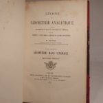 Couverture du livre Estimation du livre « leçons de géométrie analytique à l’usage des élèves de la classe de mathématiques spéciales et des candidats à l’Ecole normale supérieure et à l’Ecole polytechnique. Tome second : Géométrie dans l’espace. Deuxième édition. »