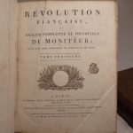 Couverture du livre Estimation du livre « révolution française, ou Analyse complette et impartiale du Moniteur : suivie d’une table alphabétique des personnes et des choses. Tome 1 : Table chronologique du Moniteur, du 5 mai 1789 au 30 décembre 1792. T2 : du 1er janvier 1793 au 6e jour complémentaire An III (22 septembre 1795). T3 : du 1er vendémiaire An IV (23 septembre 1795) au 6e jour complémentaire An VII (22 septembre 1799). Et Tomes 3 et 4 des Tables alphabétiques (Villes et Choses). »