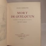 Couverture du livre Estimation du livre « mort de quelqu’un. Illustré de vingt-quatre eaux-fortes de Maurice Asselin. »