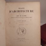 Couverture du livre Estimation du livre « traité d’architecture. Première Partie : Art de Bâtir. Etudes sur les matériaux de construction et les éléments des édifices. 3e édition. – Deuxième Partie : Composition des Edifices. Etudes sur l’esthétique, l’histoire et les ocnditions actuelles des édifices. 2e édition. »