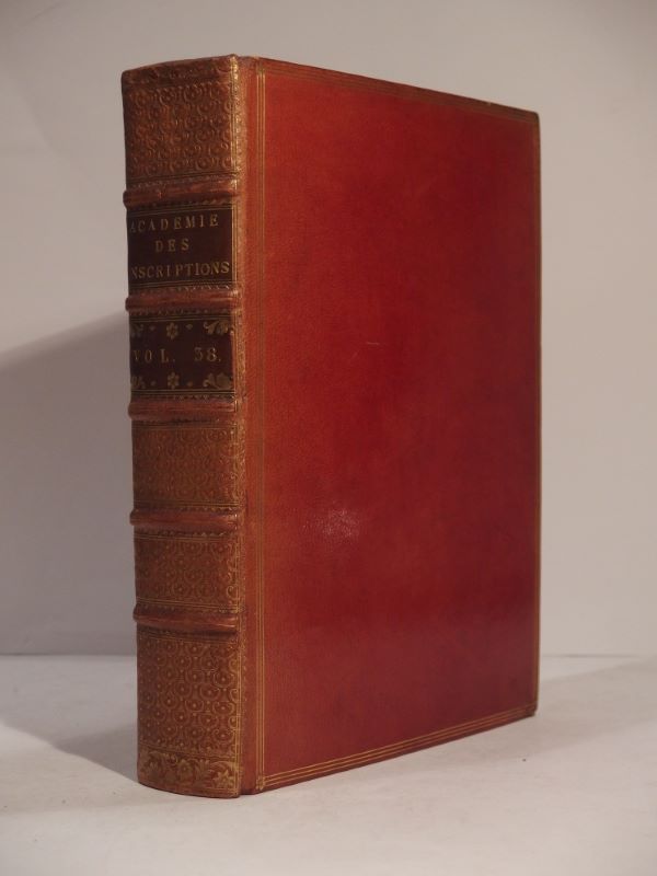 Couverture du livre Estimation du livre « histoire de l’Académie royale des Inscriptions et des Belles-Lettres, avec les Mémoires de Littérature, tirés des Registres de cette Académie, depuis l’année M.DCCLXX (1770), jusques et compris l’année M.DCCLXXII (1772). Tome trente-huitième. »