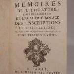 Couverture du livre Estimation du livre « mémoires de Littérature, tirés des Registres de l’Académie royale des Inscriptions et des Belles-Lettres, depuis l’année M.DCCLXX (1770), jusques et compris l’année M.DCCLXXII (1772). Tome trente-neuvième. »