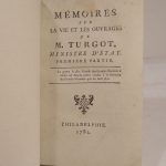 Couverture du livre Estimation du livre « mémoires sur la vie et les ouvrages de M. Turgot, Ministre d’Etat. »