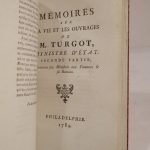 Couverture du livre Estimation du livre « mémoires sur la vie et les ouvrages de M. Turgot, Ministre d’Etat. »