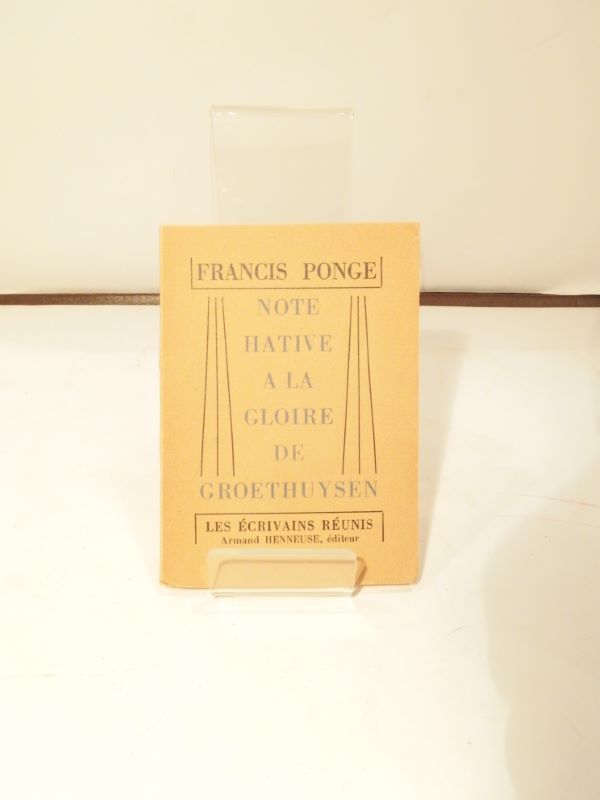 Couverture du livre Estimation du livre « note hâtive à la gloire de Groethuysen »