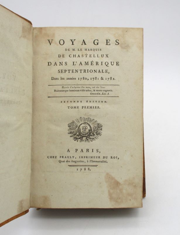 Couverture du livre Estimation du livre « voyages de M. le Marquis de Chastellux dans l’Amérique septentrionale dans les années 1780, 1781 et 1782. Seconde édition. »