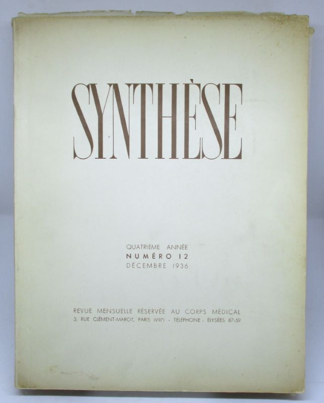 Couverture du livre Estimation du livre « synthèse. Revue mensuelle réservée au corps médical. Quatrième année. Numéro 12, Décembre 1936. »