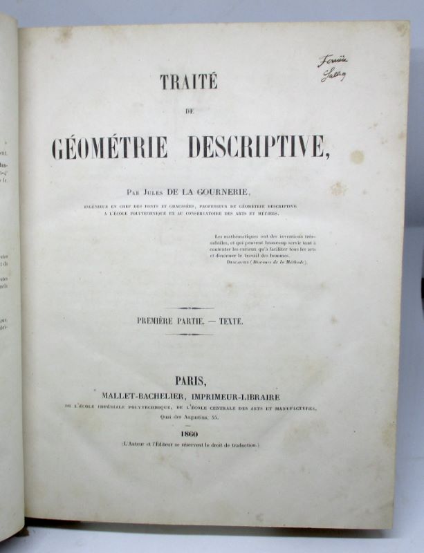 Couverture du livre Estimation du livre « traité de géométrie descriptive.Première partie.Deuxième partie.Troisième partie.Traité de la géométrie descriptive (Atlas) »