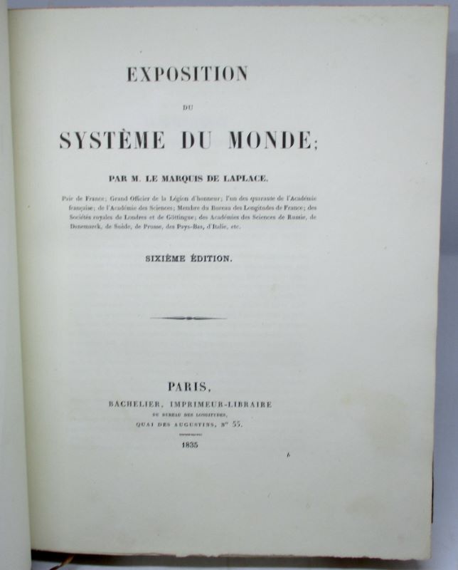 Couverture du livre Estimation du livre « oeuvres complètes de Laplace, publiées sous les auspices de l’Académie des sciences, par MM. les Secrétaires perpétuels. Tome sixième.Exposition du système du Monde »