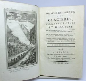 Estimation Voyages-Atlas - Couverture du livre Estimation du livre « nouvelle description des glacières, vallées de glace et glaciers qui forment la grande chaine des Alpes de Savoye, de Suisse et d’Italie »