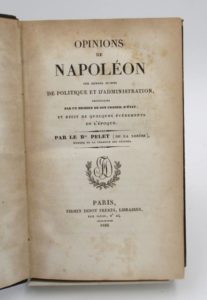 Estimation Histoire - Couverture du livre Estimation du livre « opinions de Napoléon sur divers sujets de politique et d’administration, recueillies par un membre de son Conseil d’Etat ; et récit de quelques événements de l’époque »