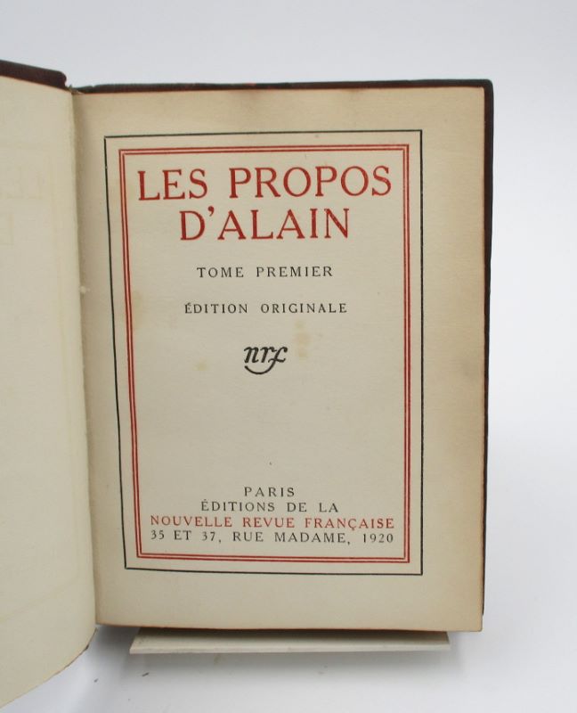 Couverture du livre Estimation du livre « les Propos d’Alain. Tome premier et tome second »