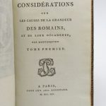 Couverture du livre Estimation du livre « considérations sur les causes de la grandeur des romains, et de leur décadence »