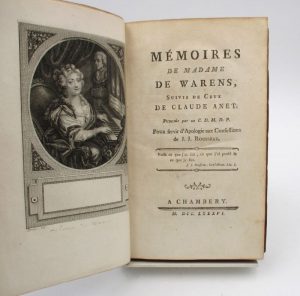 Estimation Edition originale - Couverture du livre Estimation du livre « mémoires de madame de Warens; suivis de ceux de Claude Anet. Publiés par un C. D. M. D. P. pour servir d’apologie aux Confessions de J.J. Rousseau »