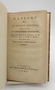 Estimation Histoire - Couverture du livre Estimation du livre « rapport sur le décret général, relatif aux départements du royaume »