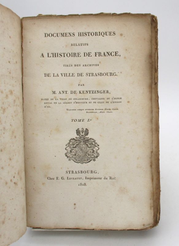 Couverture du livre Estimation du livre « documens historiques relatifs à l’histoire de France tirés des archives de la ville de Strasbourg »