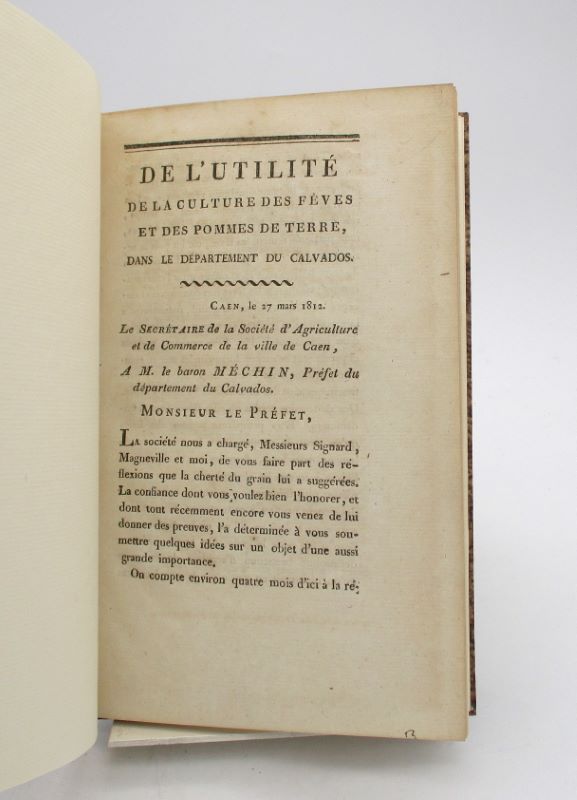 Couverture du livre Estimation du livre « de l’utilité de la culture des fèves  et des pommes de terre, dans le département du Calvados »