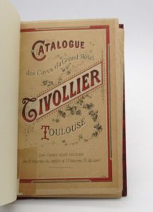 Estimation Arts de vivre – Gastronomie - Couverture du livre Estimation du livre « catalogue des caves du grand Hôtel Tivollier »