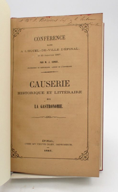 Couverture du livre Estimation du livre « causerie historique et littéraire sur la gastronomie »