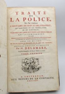 Estimation Livre ancien - Couverture du livre Estimation du livre « traite de la police, où l’on trouvera l’histoire de son etablissement, les fonctions et les prerogatives de ses magistrats ; toutes les loix et tous les reglemens qui la concernent »