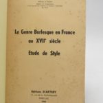 Couverture du livre Estimation du livre « le Genre Burlesque en France au XVIIe siècle »