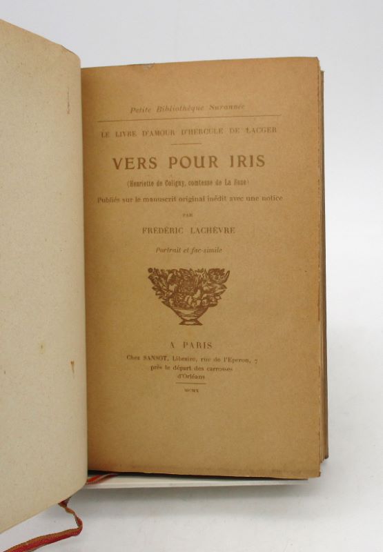 Couverture du livre Estimation du livre « vers pour Iris (Henriette de Coligny, comtesse de La Suze) »