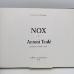 Couverture du livre Estimation du livre « nox de Antoni Taulé peintures de 1976 à 1997 »