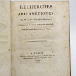 Couverture du livre Estimation du livre « recherches arithmétiques »