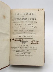 Estimation Sciences Humaines - Couverture du livre Estimation du livre « lettres de quelques juifs portugais, allemands et polonais à M. de Voltaire »