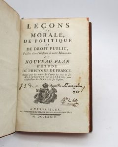 Estimation Sciences Humaines - Couverture du livre Estimation du livre « leçons de morale, de politique et de droit public, puisées dans l’histoire de notre monarchie ou Nouveau plan d’étude de l’histoire de France »