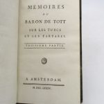Couverture du livre Estimation du livre « mémoires du baron de Tott sur les turcs et les tartares »