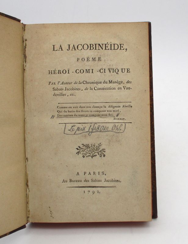 Couverture du livre Estimation du livre « la Jacobinéide. Poëme héroï-comi-civique »